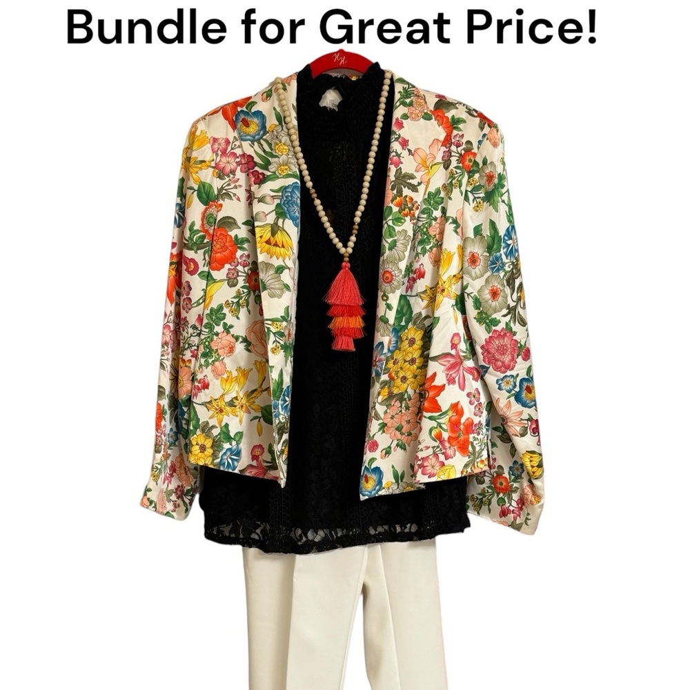 Misses Draper’s and Damon’s Petite Size 12 Silk Floral Jacket.